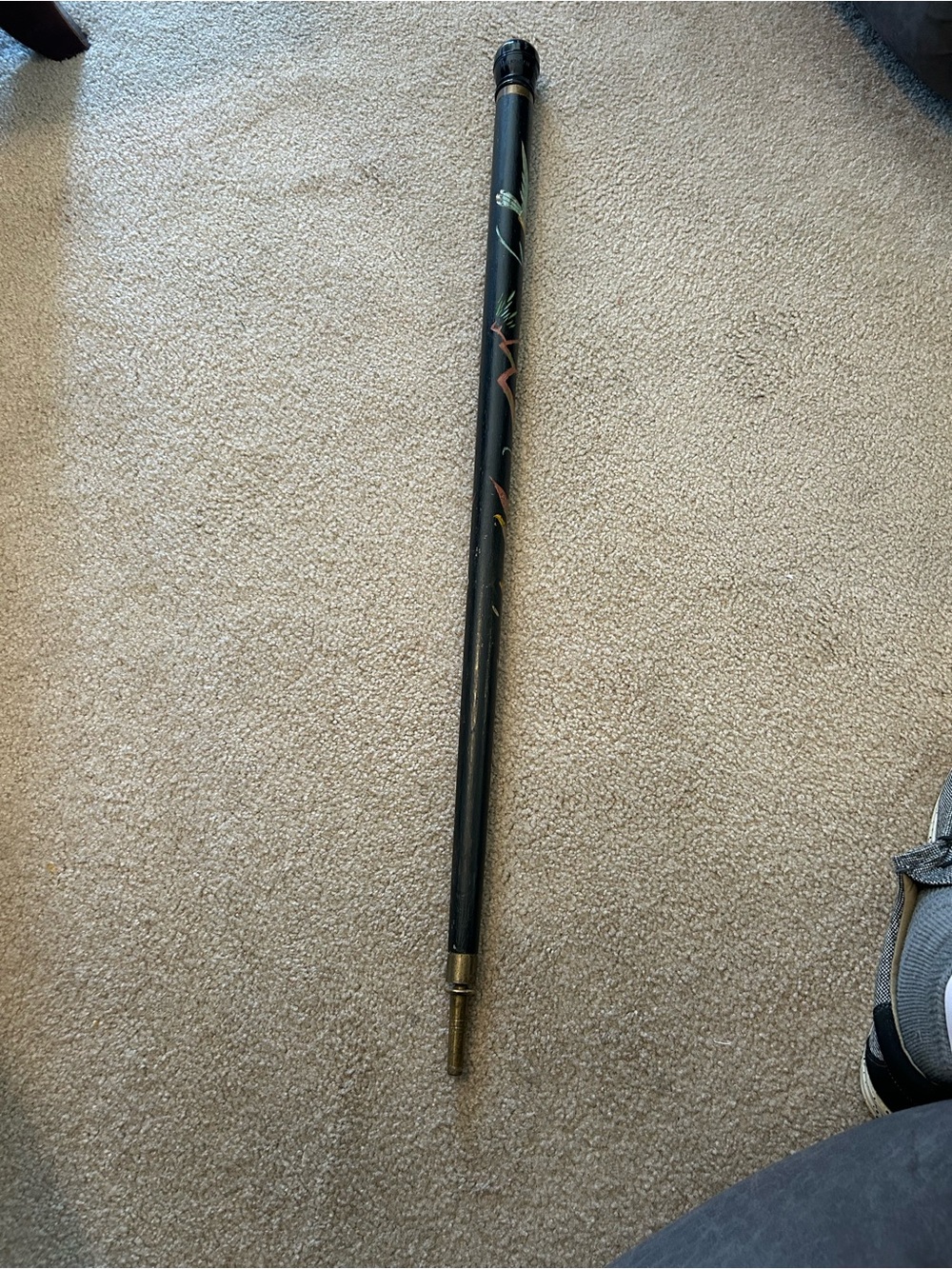 Black Decorative Walking Stick with Gold Accents